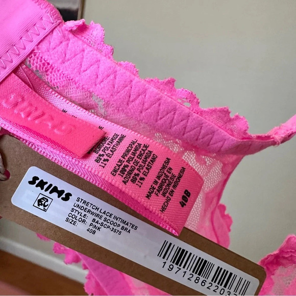 Skims Stretch lace‎ Intimates underwire scoop bra Pink BA-SCP-3575 size 40B - Picture 6 of 8